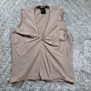 Vansi Fugel Top Large Women's Sleeveless Twist Front Capsule Luxe Minimalist